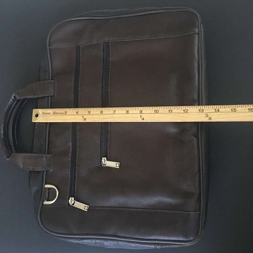 Vintage Kenneth Cole Laptop Bag Briefcase Brown Pebbled Leather 7 Compartments